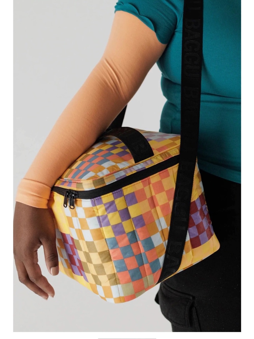 BAGGU Medium Check Multi Puffy Cooler Bag